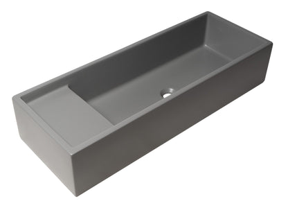 ALFI brand AB39TRGM 39" Grey Matte Above Mount Fireclay Bathroom Trough Sink