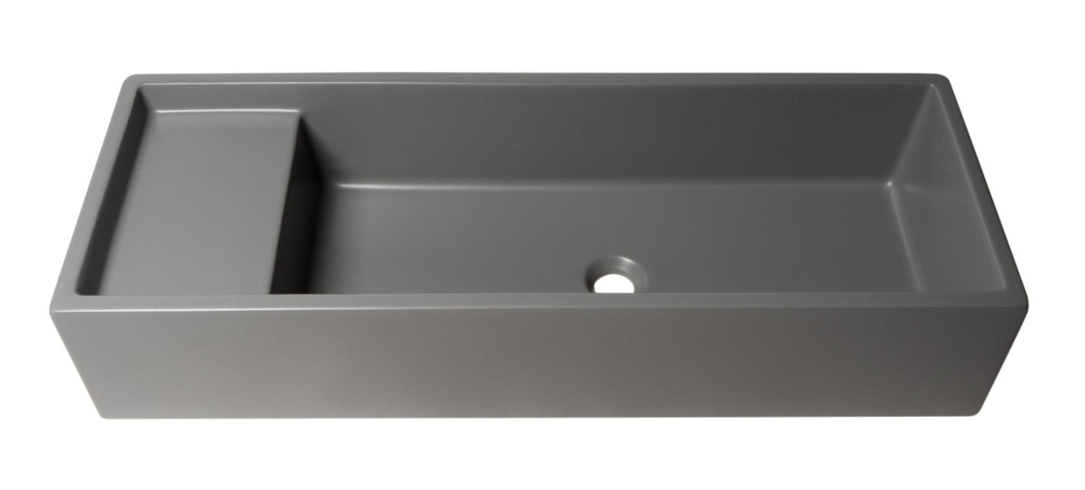 ALFI brand AB39TRGM 39" Grey Matte Above Mount Fireclay Bathroom Trough Sink