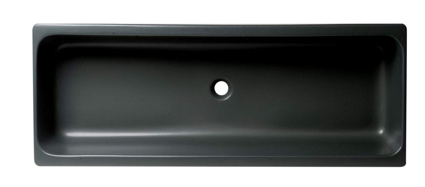 ALFI brand AB48TRBM 48" Black Matte Above Mount Fireclay Bathroom Trough Sink