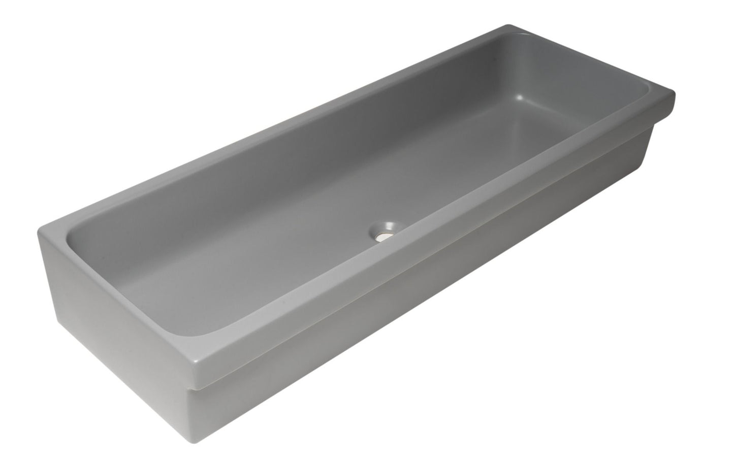 ALFI brand AB48TRGM 48" Grey Matte Above Mount Fireclay Bathroom Trough Sink