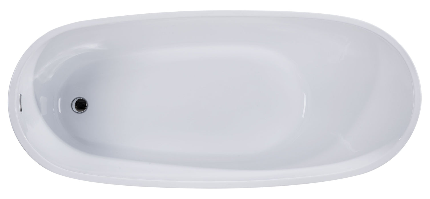 ALFI brand AB8826 68 Inch White Oval Acrylic Free Standing Soaking Bathtub