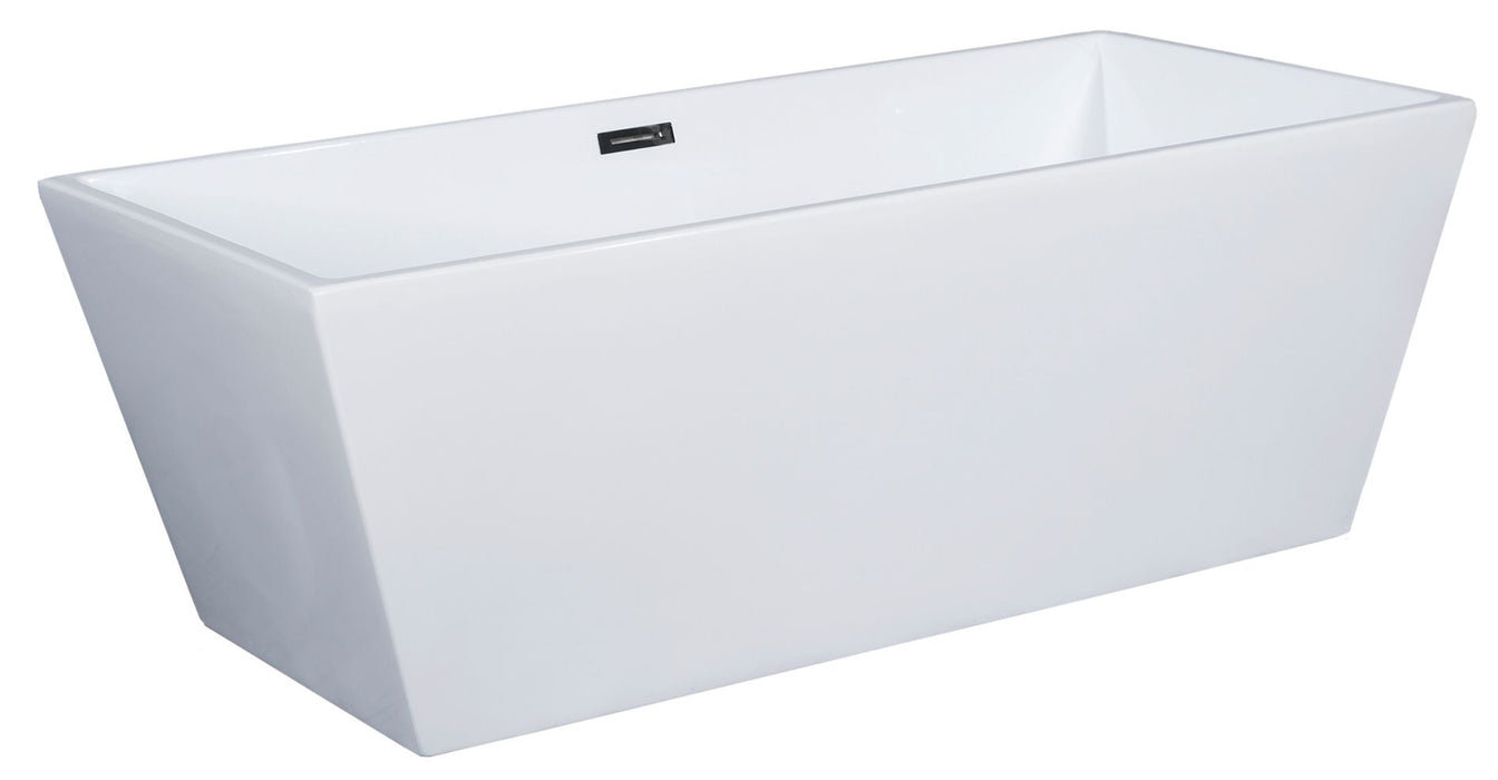 ALFI brand AB8833 59 Inch White Rectangular Free Standing Soaking Bathtub