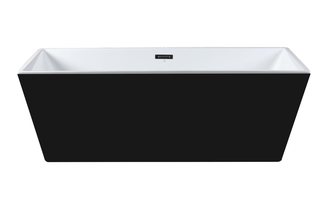 ALFI brand AB8834 59 Inch Black & White Rectangular Acrylic Soaking Bathtub