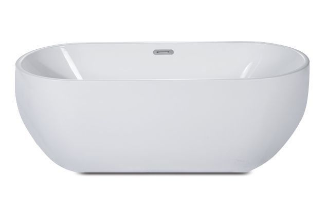 ALFI brand AB8838 59 Inch White Oval Acrylic Free Standing Soaking Bathtub
