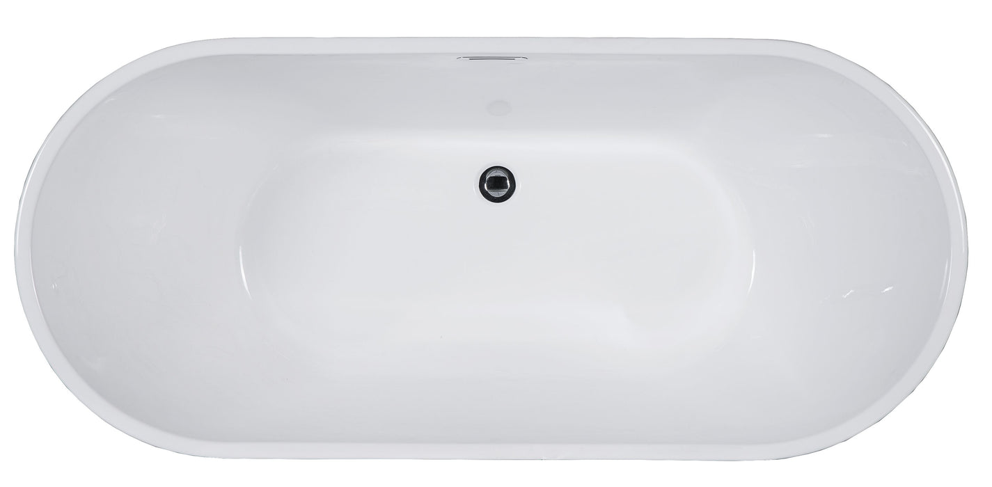 ALFI brand AB8838 59 Inch White Oval Acrylic Free Standing Soaking Bathtub