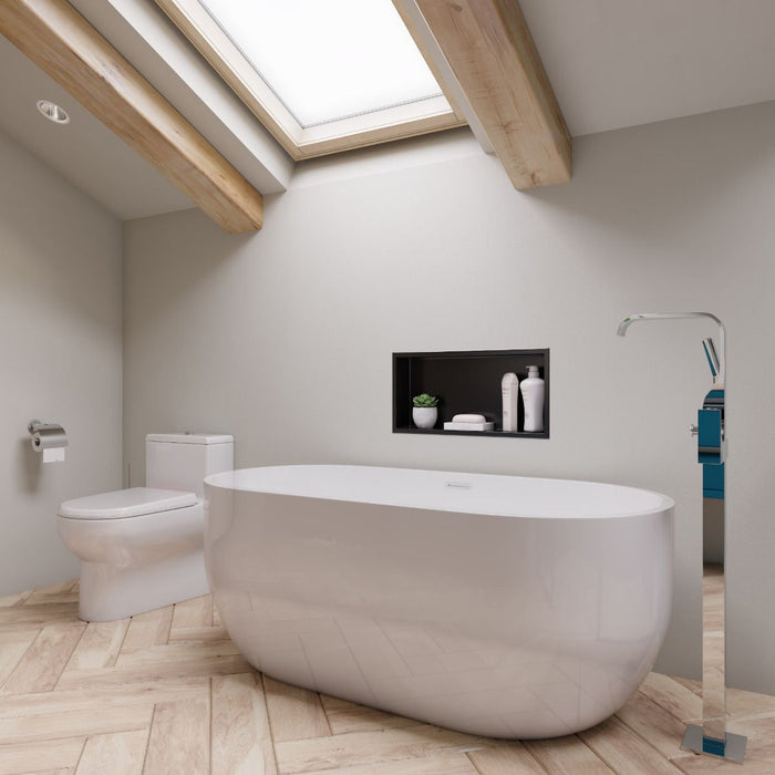 ALFI brand AB8838 59 Inch White Oval Acrylic Free Standing Soaking Bathtub