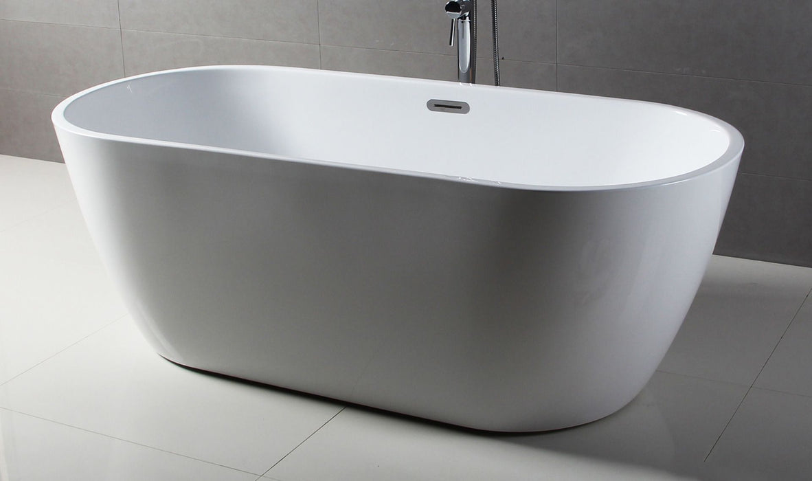 ALFI brand AB8839 67 Inch White Oval Acrylic Free Standing Soaking Bathtub
