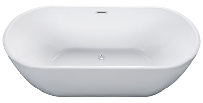 ALFI brand AB8839 67 Inch White Oval Acrylic Free Standing Soaking Bathtub