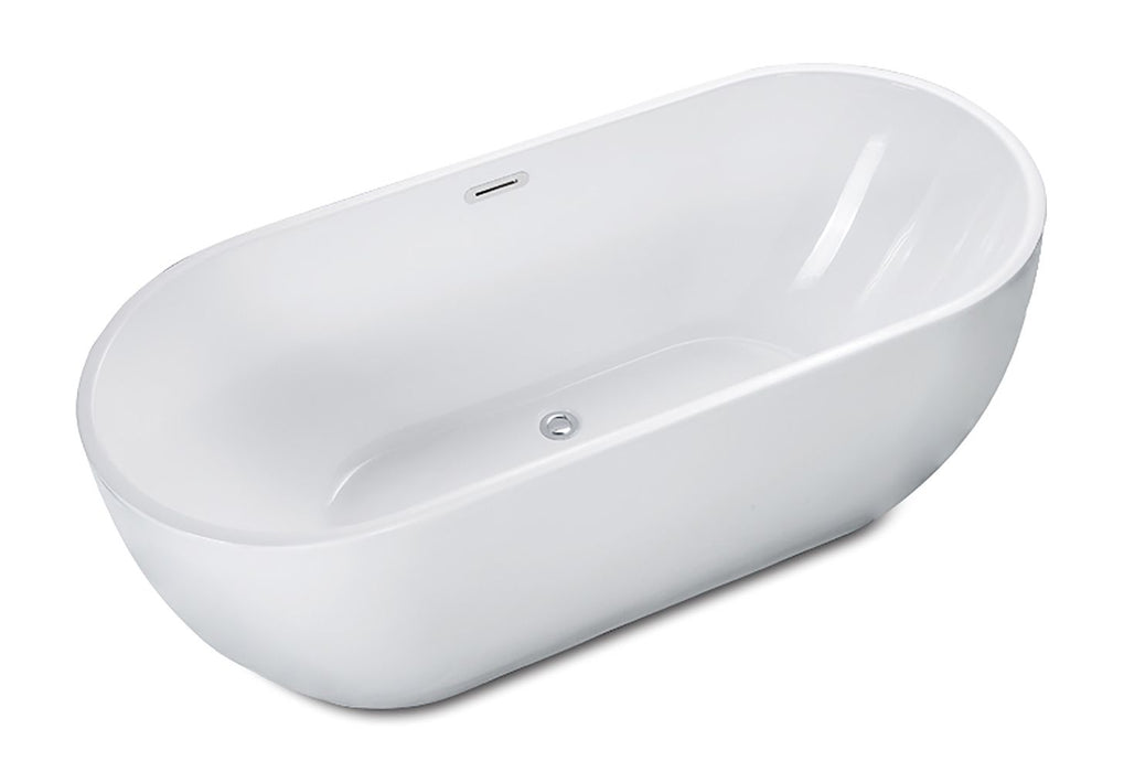 ALFI brand AB8839 67 Inch White Oval Acrylic Free Standing Soaking Bathtub