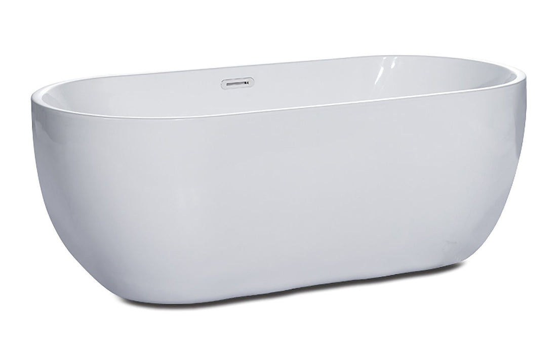 ALFI brand AB8839 67 Inch White Oval Acrylic Free Standing Soaking Bathtub