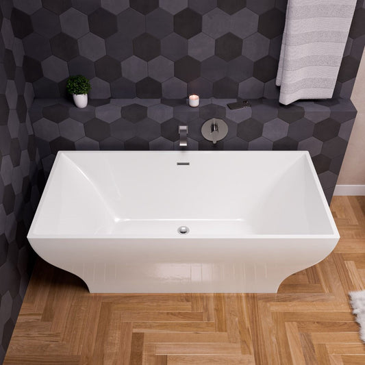 ALFI brand AB8840 67 Inch White Rectangular Acrylic Free Standing Soaking Bathtub
