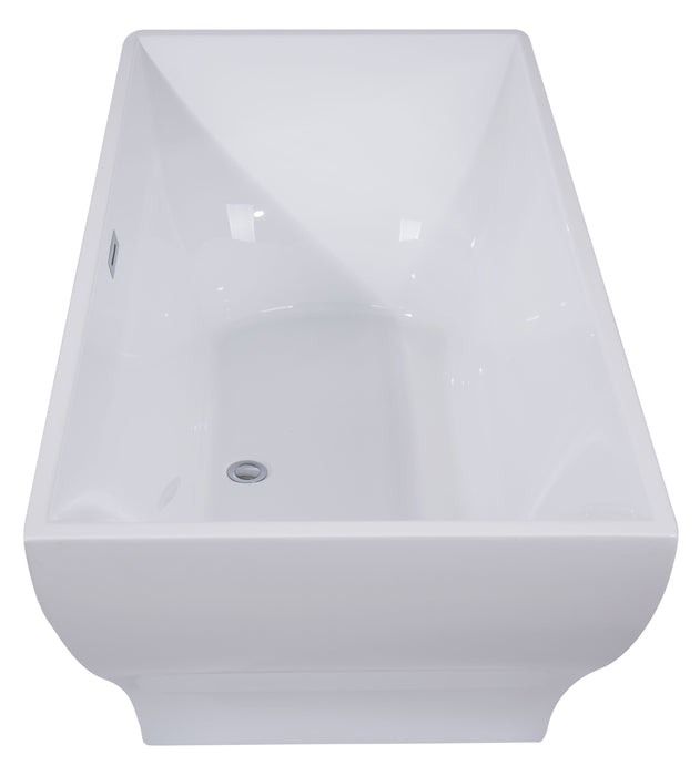 ALFI brand AB8840 67 Inch White Rectangular Acrylic Free Standing Soaking Bathtub
