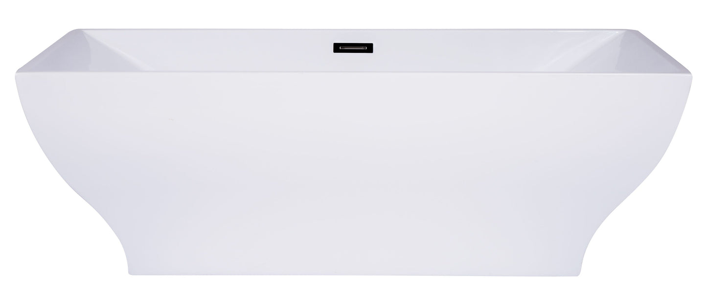 ALFI brand AB8840 67 Inch White Rectangular Acrylic Free Standing Soaking Bathtub