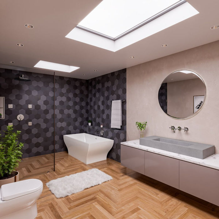 ALFI brand AB8840 67 Inch White Rectangular Acrylic Free Standing Soaking Bathtub