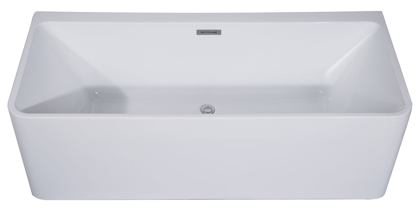 ALFI brand AB8858 59 Inch White Rectangular Acrylic Free Standing Soaking Bathtub