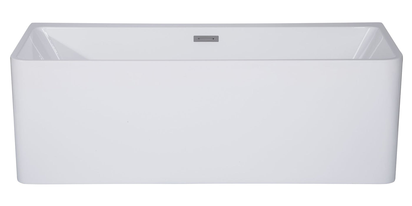 ALFI brand AB8858 59 Inch White Rectangular Acrylic Free Standing Soaking Bathtub