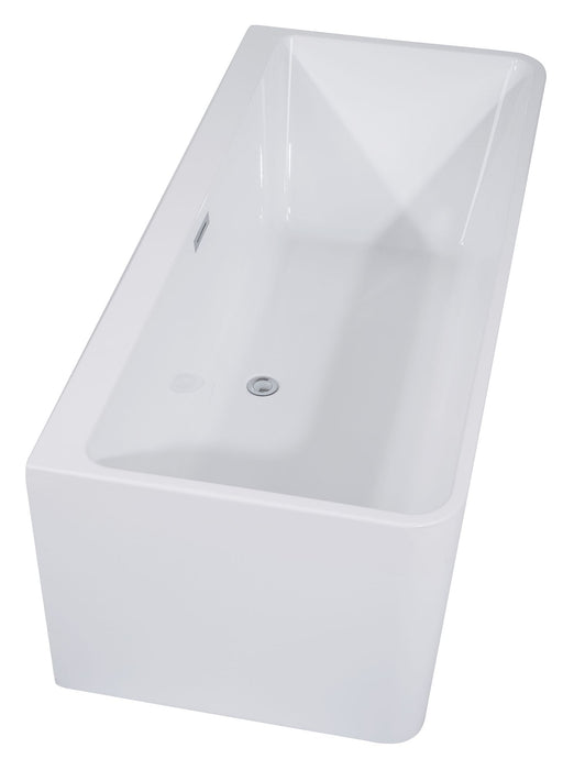 ALFI brand AB8858 59 Inch White Rectangular Acrylic Free Standing Soaking Bathtub