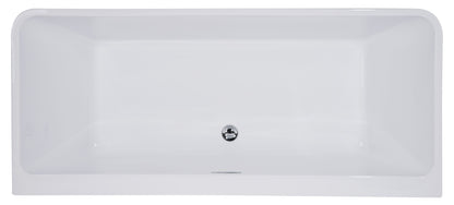 ALFI brand AB8859 67 Inch White Rectangular Acrylic Free Standing Soaking Bathtub
