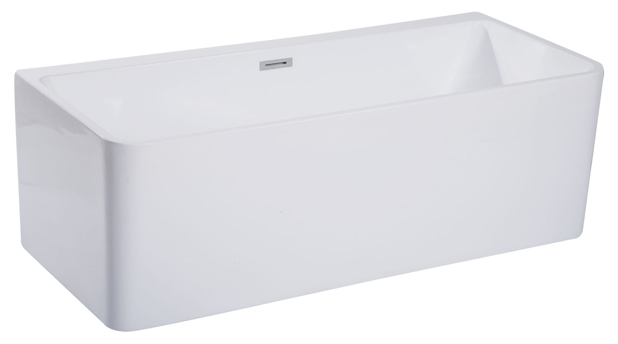 ALFI brand AB8859 67 Inch White Rectangular Acrylic Free Standing Soaking Bathtub