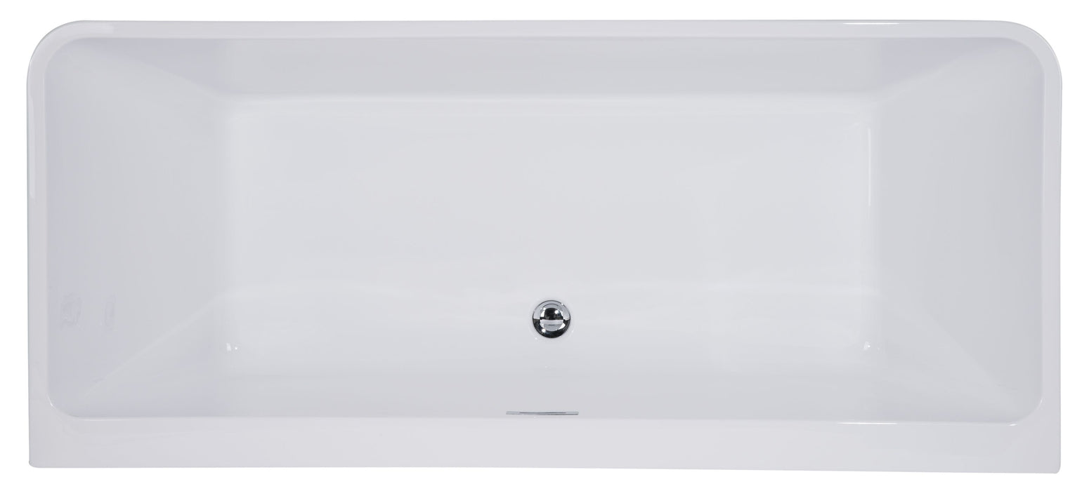 ALFI brand AB8859 67 Inch White Rectangular Acrylic Free Standing Soaking Bathtub