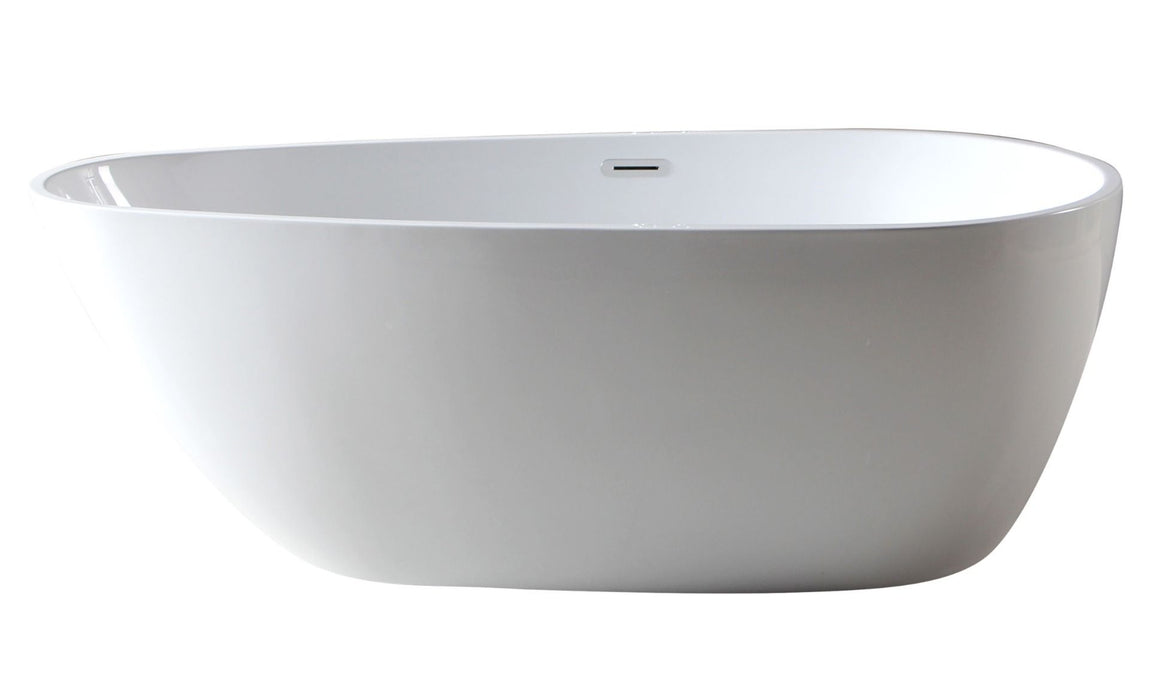 ALFI brand AB8861 59 Inch White Oval Acrylic Free Standing Soaking Bathtub