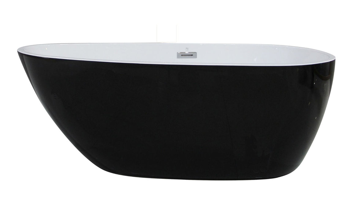 ALFI brand AB8862 59 Inch Black & White Oval Free Standing Soaking Bathtub