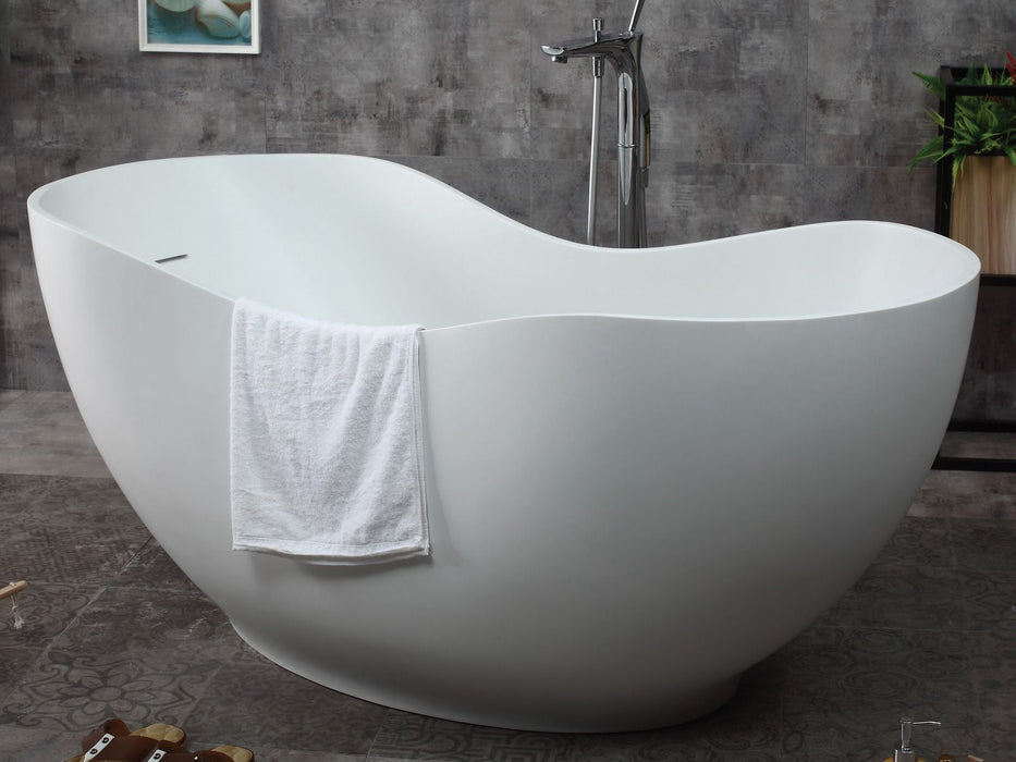 ALFI brand AB9949 66" White Solid Surface Smooth Resin Soaking Bathtub