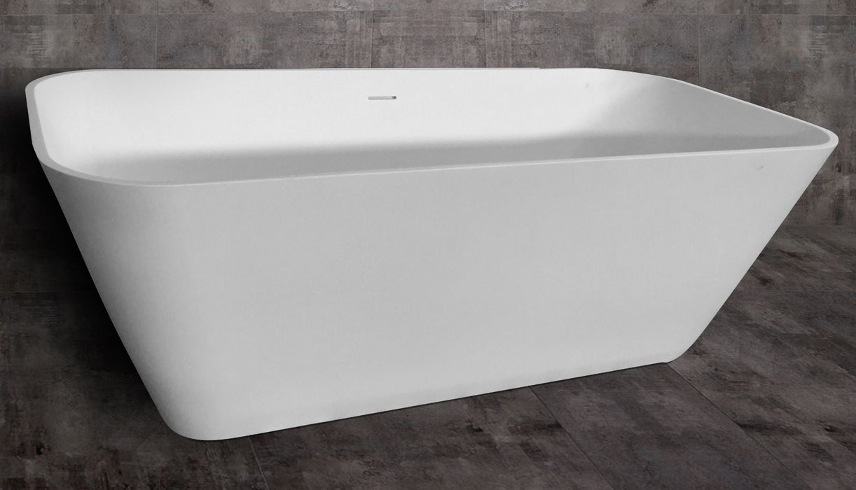 ALFI brand AB9952 67" White Rectangular Solid Surface Smooth Resin Soaking Bathtub
