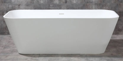 ALFI brand AB9952 67" White Rectangular Solid Surface Smooth Resin Soaking Bathtub