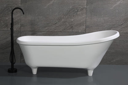 ALFI brand AB9960 67" White Matte Clawfoot Solid Surface Resin Bathtub