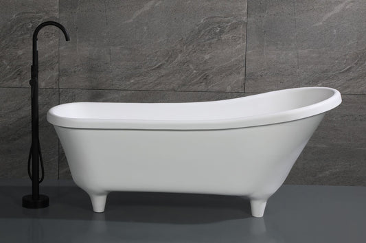 ALFI brand AB9960 67" White Matte Clawfoot Solid Surface Resin Bathtub