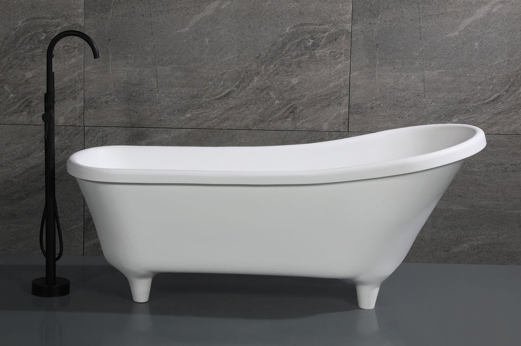 ALFI brand AB9960 67" White Matte Clawfoot Solid Surface Resin Bathtub