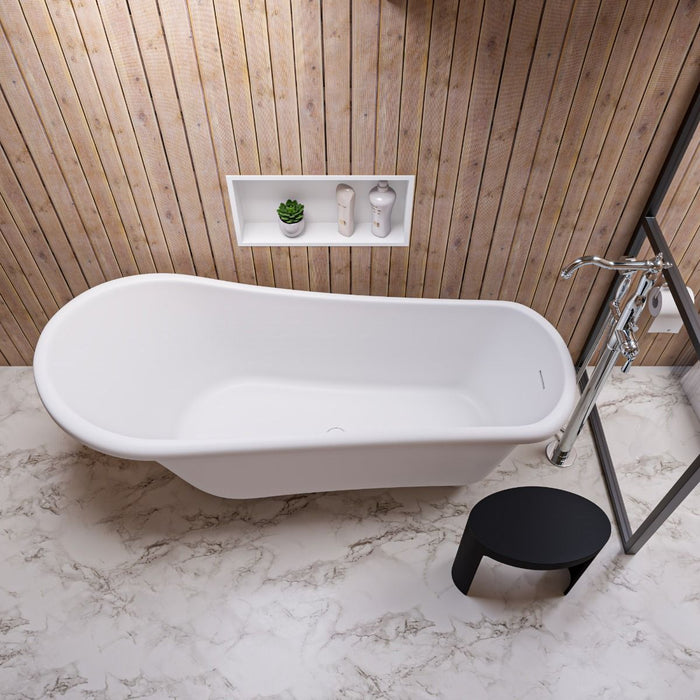ALFI brand AB9960 67" White Matte Clawfoot Solid Surface Resin Bathtub