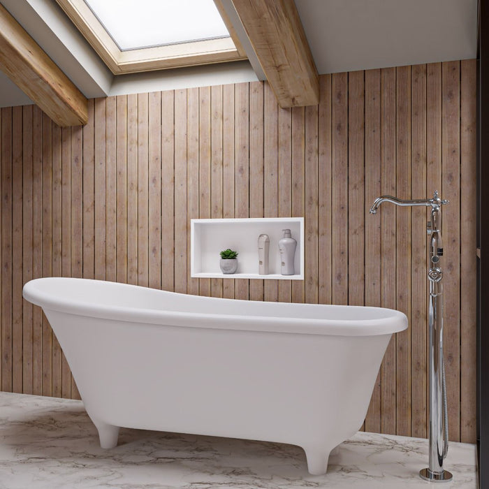 ALFI brand AB9960 67" White Matte Clawfoot Solid Surface Resin Bathtub