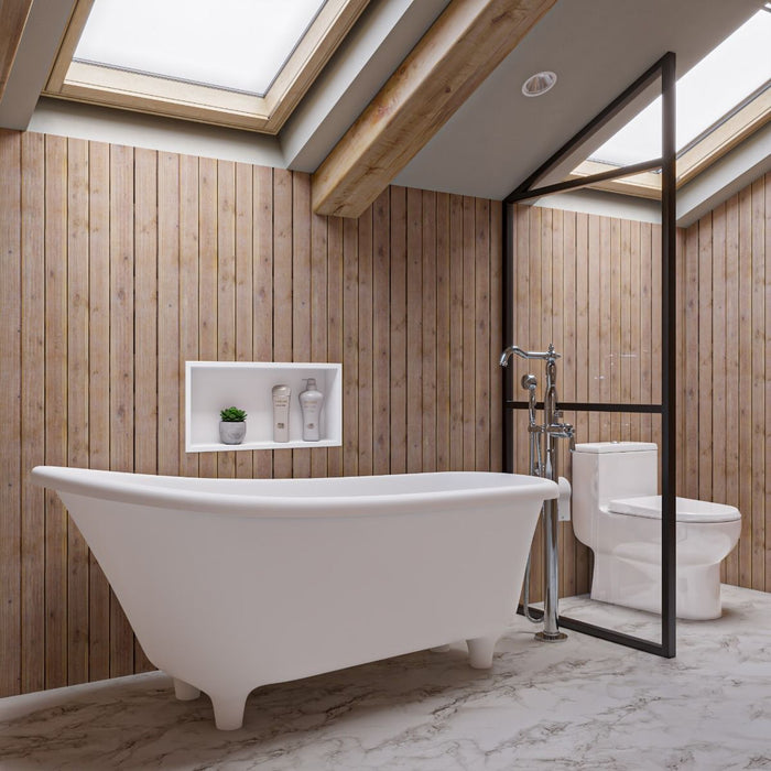 ALFI brand AB9960 67" White Matte Clawfoot Solid Surface Resin Bathtub