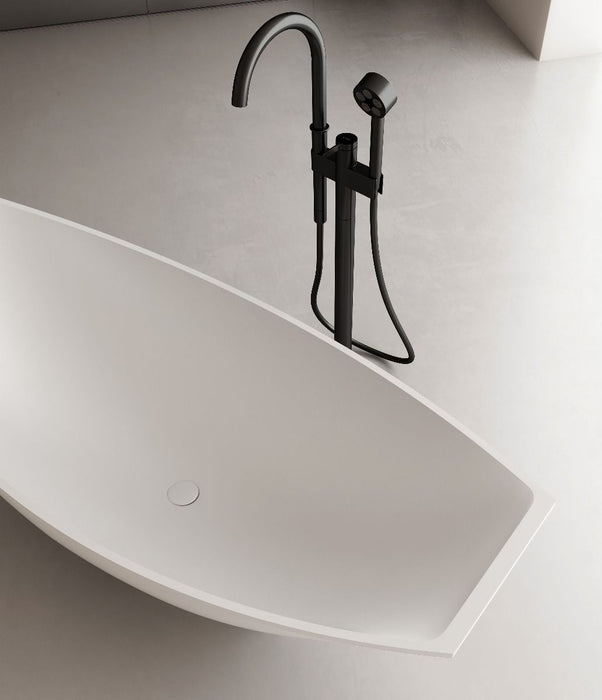ALFI brand AB9991 White Matte 71" Solid Surface Resin Free Standing Hammock Style Bathtub