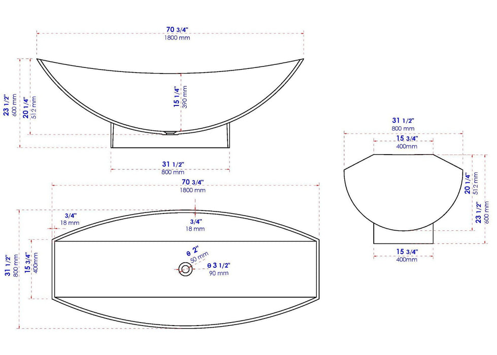 ALFI brand AB9991BM Black Matte 71" Solid Surface Resin Free Standing Hammock Style Bathtub