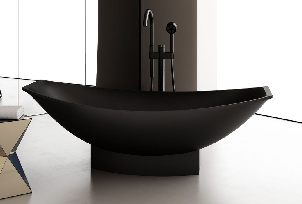 ALFI brand AB9991BM Black Matte 71" Solid Surface Resin Free Standing Hammock Style Bathtub