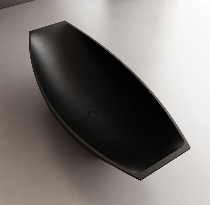 ALFI brand AB9992BM Black Matte 71" Solid Surface Resin Free Standing Hammock Style Bathtub