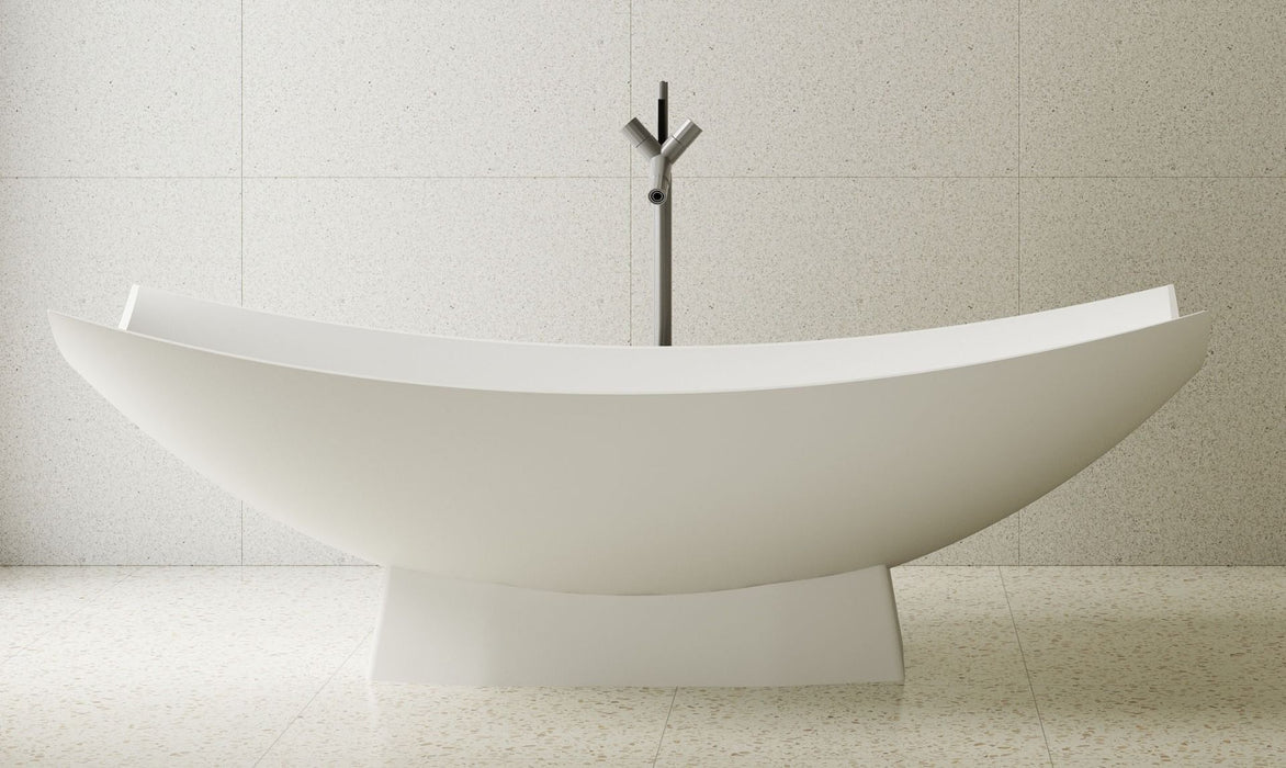 ALFI brand AB9992 White Matte 71" Solid Surface Resin Free Standing Hammock Style Bathtub