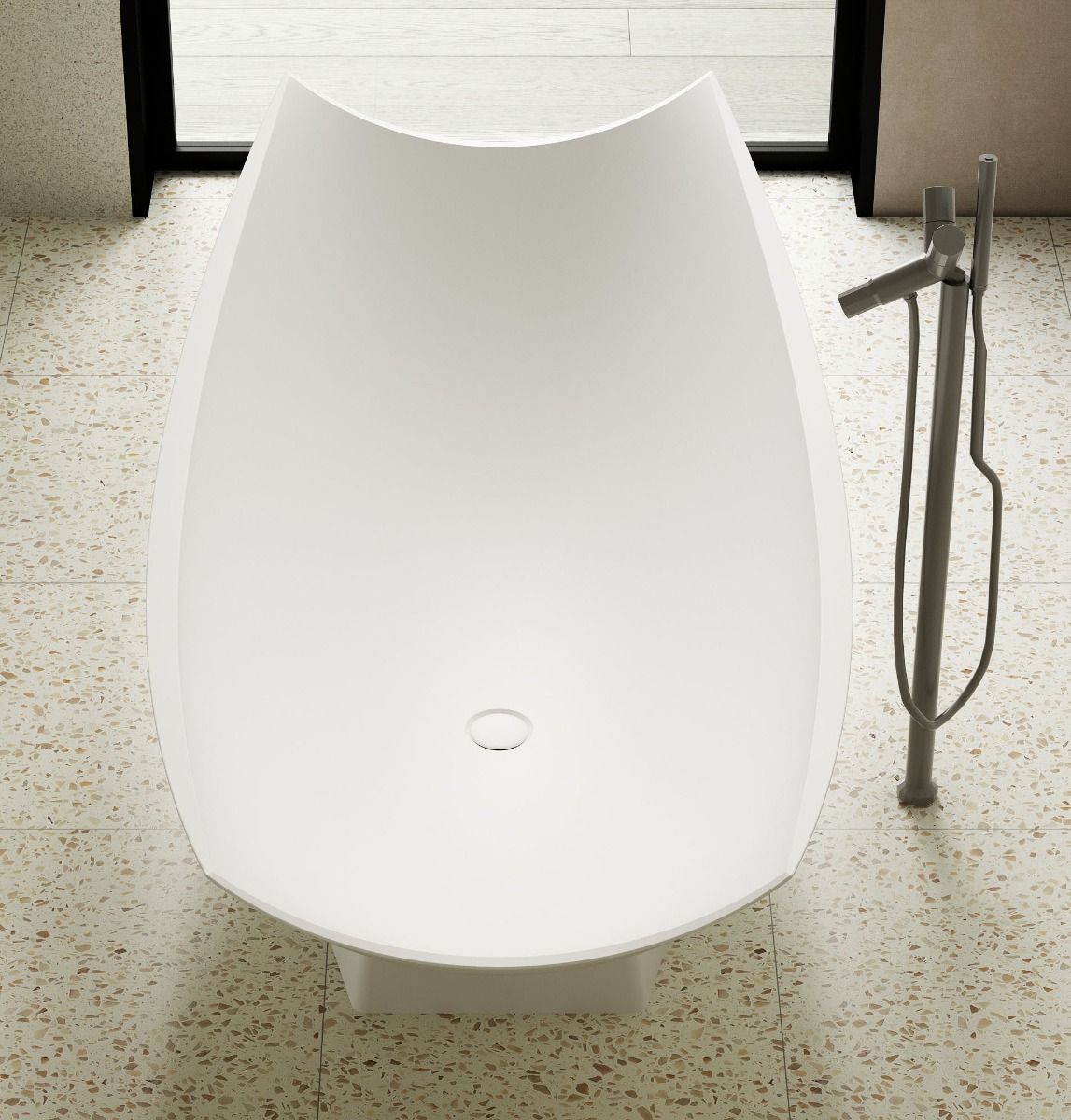 ALFI brand AB9992 White Matte 71" Solid Surface Resin Free Standing Hammock Style Bathtub