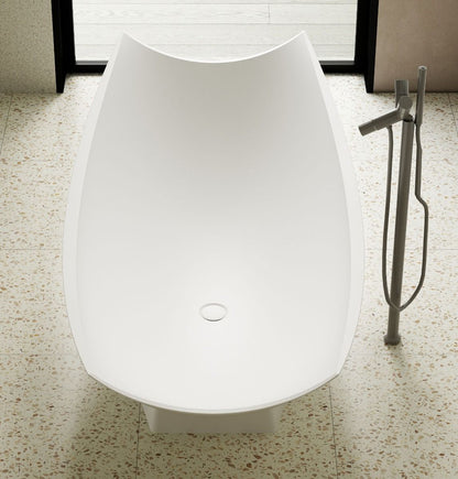 ALFI brand AB9992 White Matte 71" Solid Surface Resin Free Standing Hammock Style Bathtub