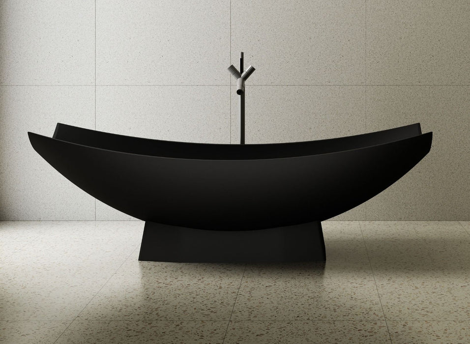ALFI brand AB9992BM Black Matte 71" Solid Surface Resin Free Standing Hammock Style Bathtub