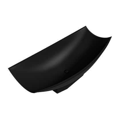 ALFI brand AB9992BM Black Matte 71" Solid Surface Resin Free Standing Hammock Style Bathtub