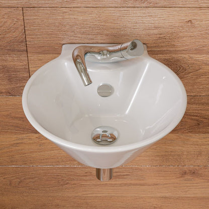 ALFI brand ABC113 White 17" Round Wall Mounted Ceramic Sink with Faucet Hole