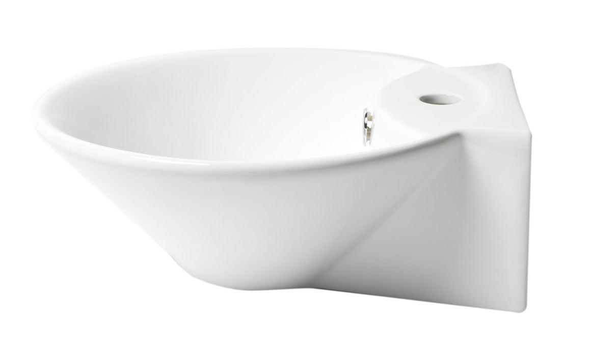 ALFI brand ABC113 White 17" Round Wall Mounted Ceramic Sink with Faucet Hole