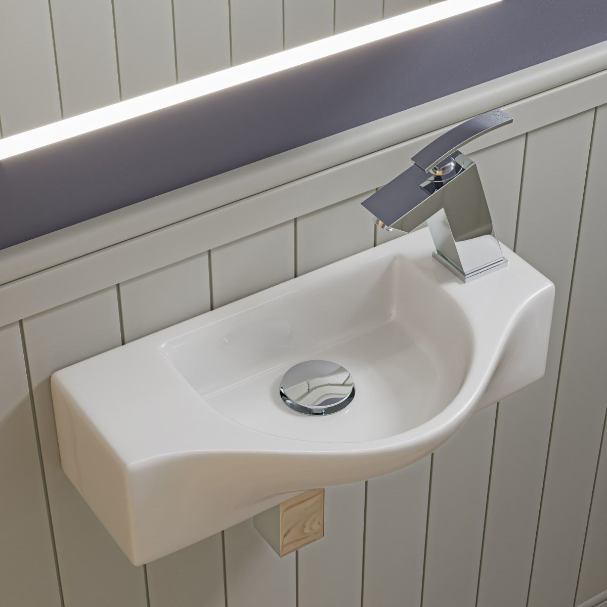ALFI brand ABC114 White 18" Small Wall Mounted Ceramic Sink with Faucet Hole