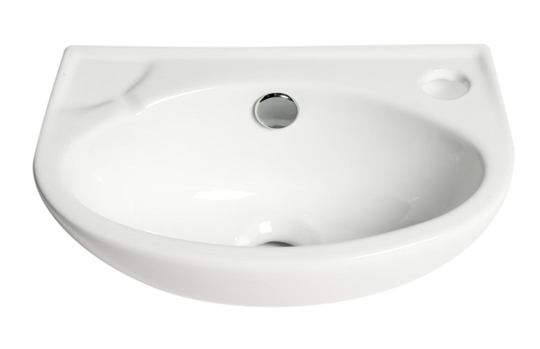 ALFI brand ABC118 White 14" Small Wall Mounted Ceramic Sink with Faucet Hole