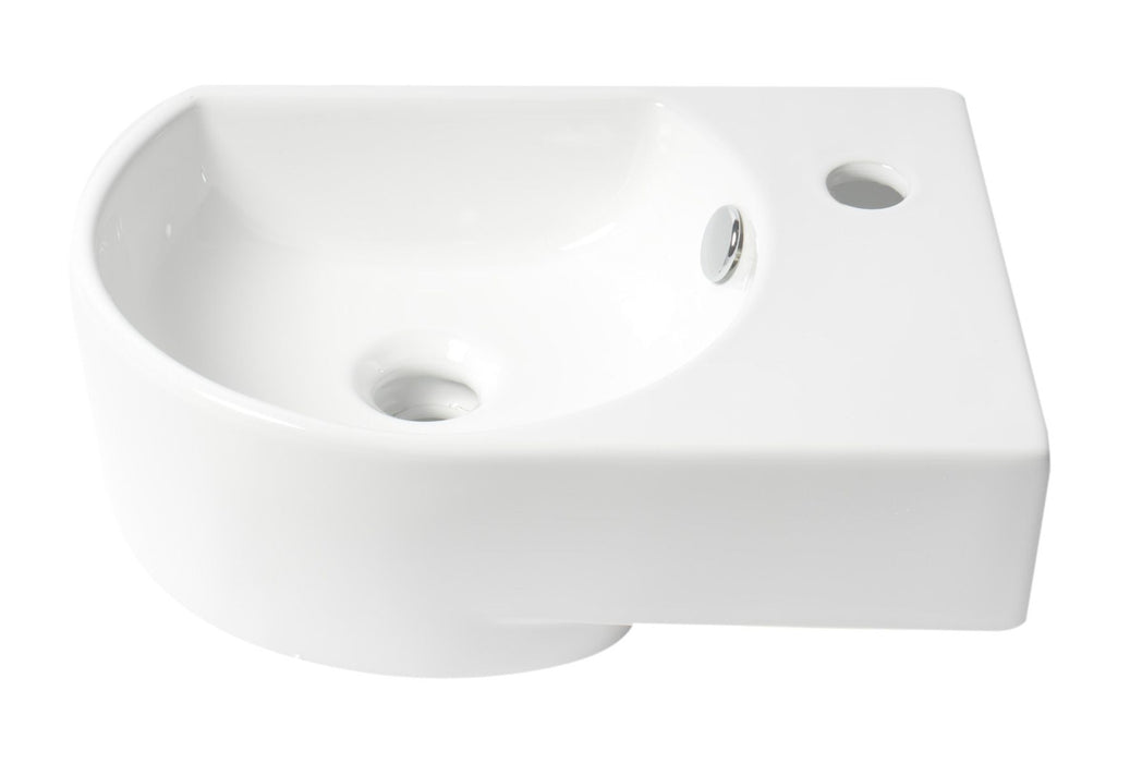 ALFI brand ABC119 White 16" Small Wall Mounted Ceramic Sink with Faucet Hole