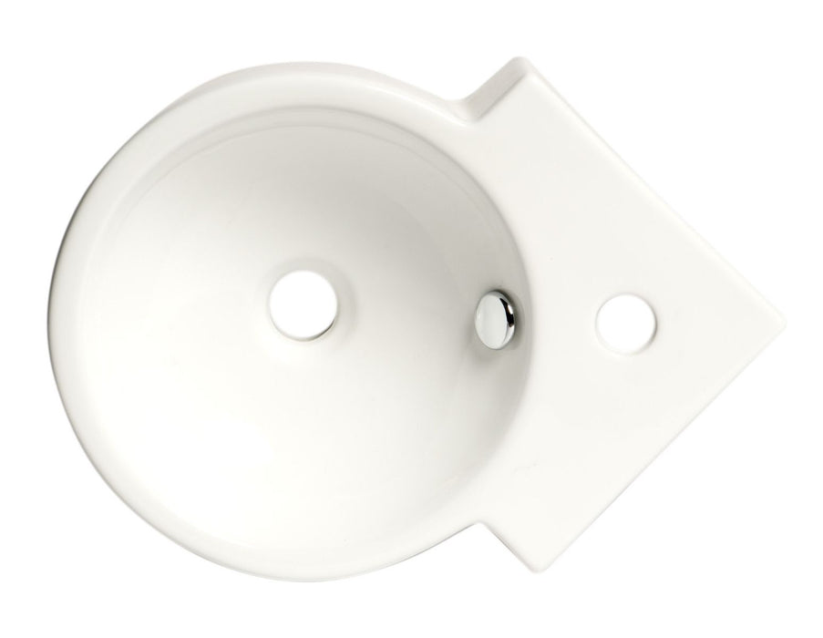 ALFI brand ABC121 White 17" Tiny Corner Wall Mounted Ceramic Sink with Faucet Hole